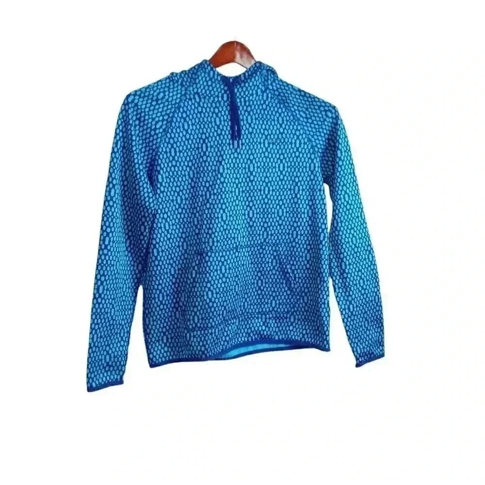 Nike Womens Therma Dri Fit Pullover Hoodie Blue Bubble design and Pocket Size M